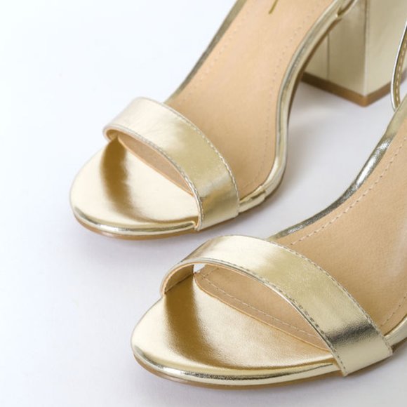 Elegant Gold Women's Block Heel Sandals - Picture 2 of 3